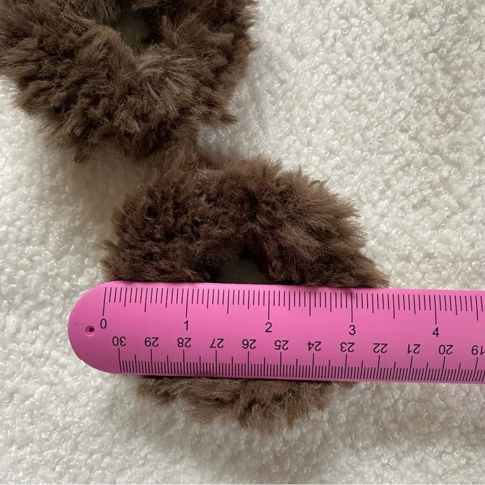 Handmade Brown Faux Fur Scrunchies Set of 2